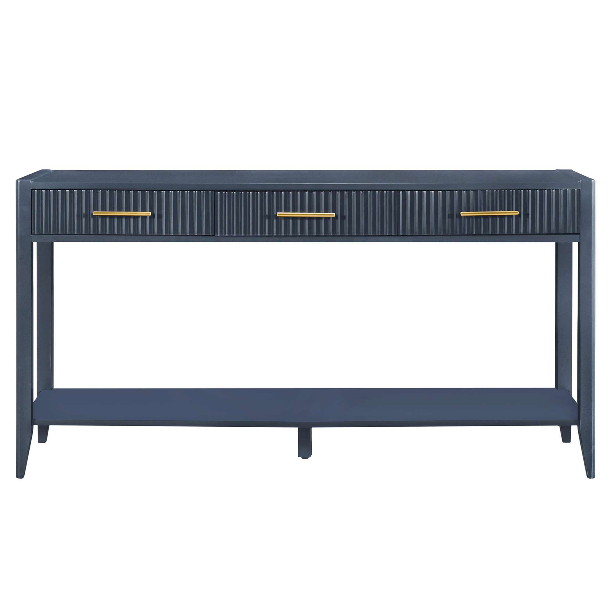 Mercer41 60" Console Table With 3 Stripe Drawers, Retro Entryway Table